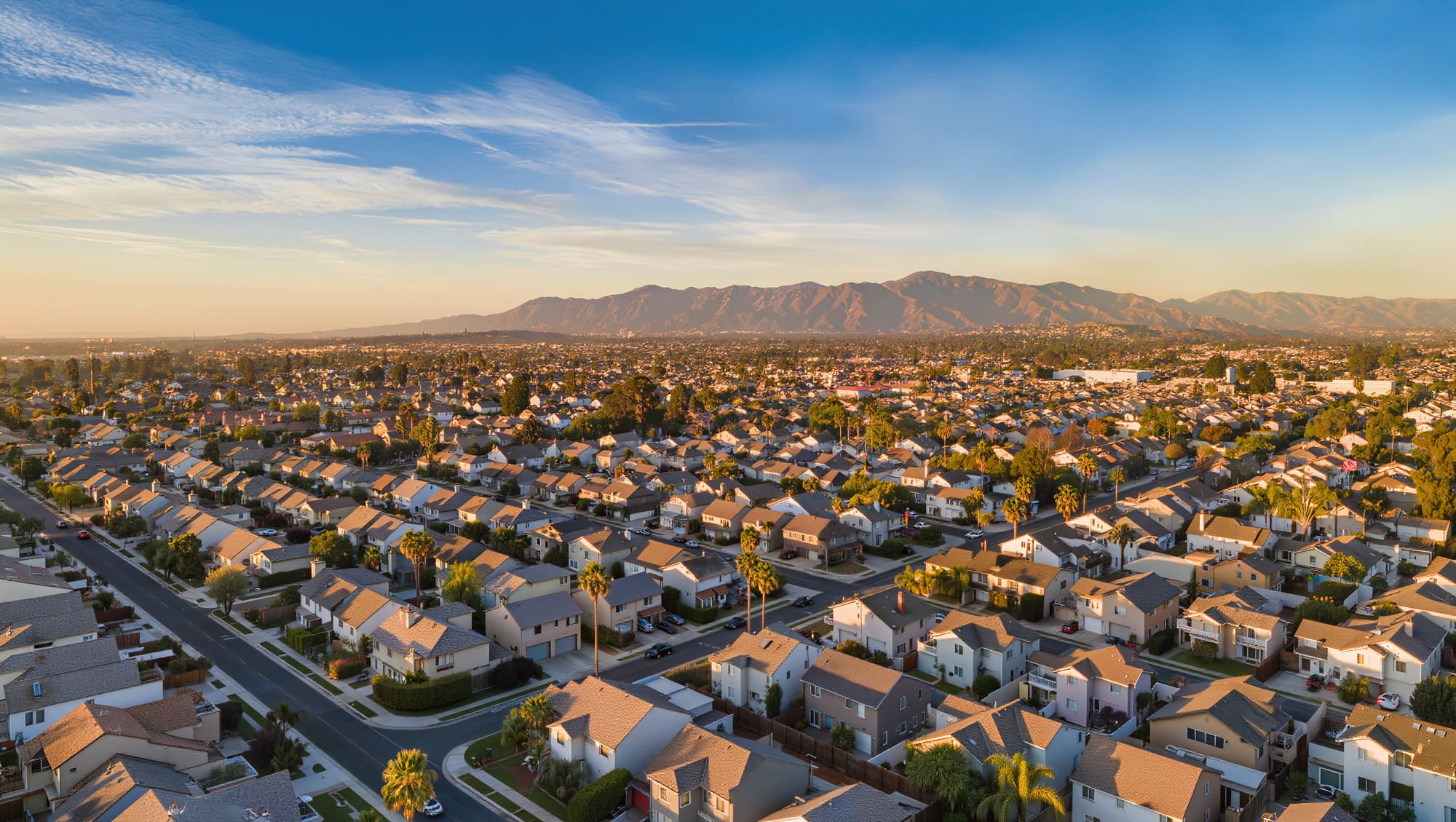 Los Angeles skyline at golden hour — Cali #1 Roofing service area
